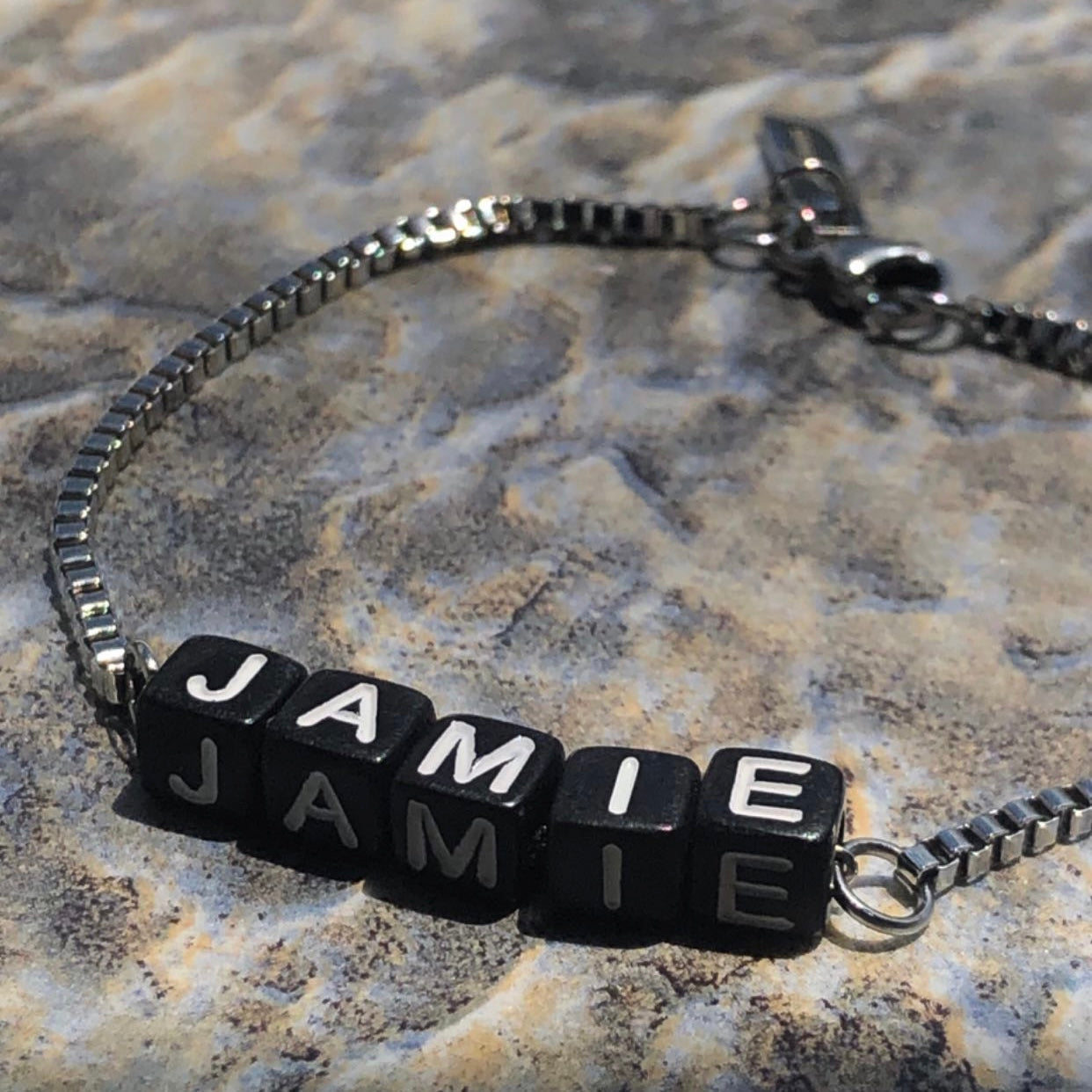 Box Chain Bracelet with Name Cubes – 28MM Studios